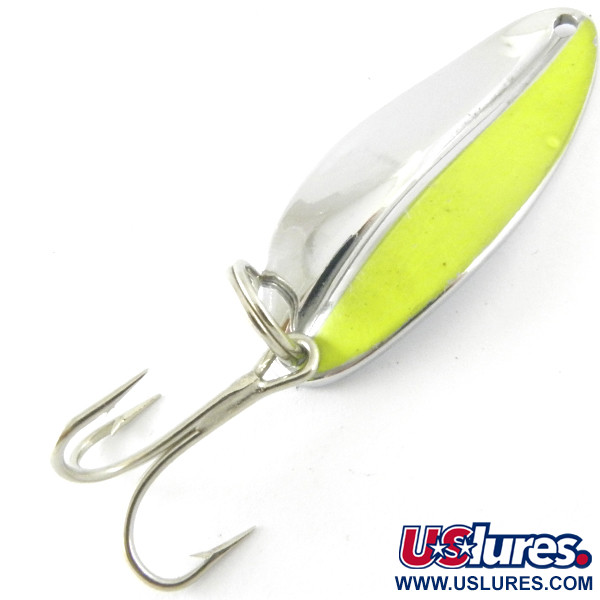 Vintage   Main liner UV (Glows in UV light), 2/5oz Nickel / Green UV Glow in UV light, Fluorescent fishing spoon #4175