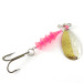 Vintage  Luhr Jensen TEE Spoon, 2/5oz Nickel / Gold / Pink UV Glow in UV light, Fluorescent spinning lure #4177