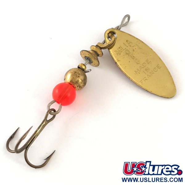 Vintage   Mepps Aglia Long 0, 3/32oz Gold / Red spinning lure #4183