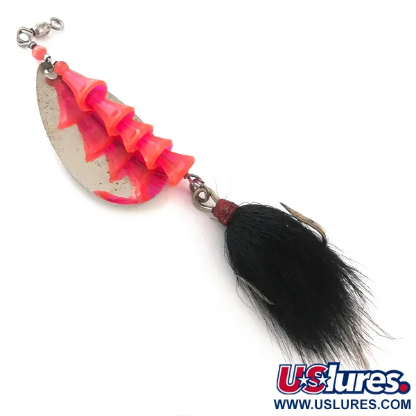 Vintage  Luhr Jensen Tee Spoon, 3/5oz Gold / Nickel / Pink spinning lure #4198