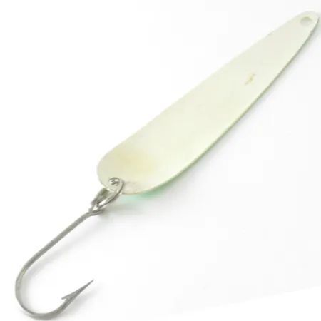 Vintage Eppinger Dardevle JR Flutter Devle 3100 UV, 3/16oz White / Green UV Glow in UV light, Fluorescent fishing spoon #4213