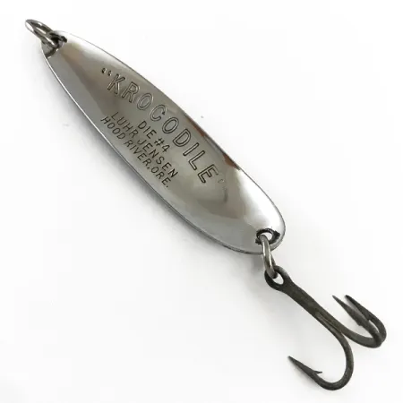 Vintage Luhr Jensen Krocodile Die #4, 1/2oz Nickel / Red fishing spoon #4240