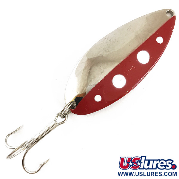 Vintage  Seneca Little Cleo (Hula Girl), 3/4oz Red / White / Nickel fishing spoon #4247