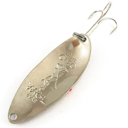 Vintage Seneca Little Cleo (Hula Girl), 1/2oz White / Brown / Red / Nickel fishing spoon #4248