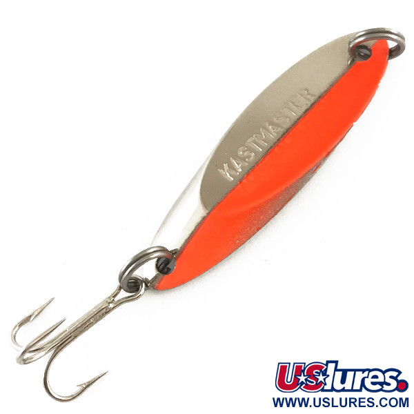 Vintage  Acme Kastmaster 4258, 1/4oz Nickel / Orange fishing spoon #4258