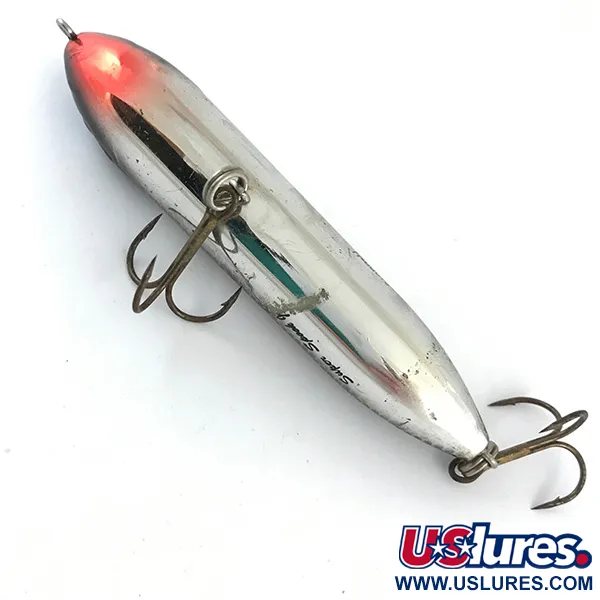 Vintage   Heddon Zara Spook, 2/5oz Black / Silver / Red fishing lure #4277