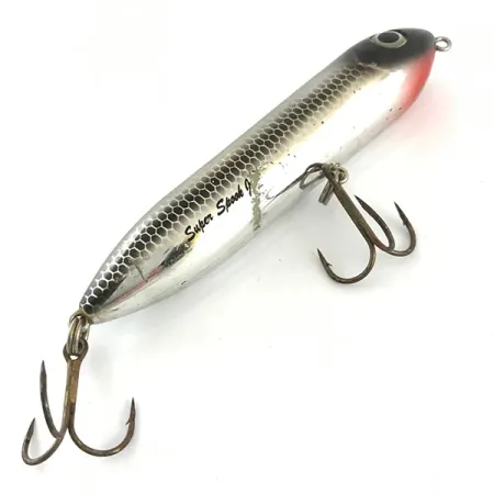Vintage Heddon Zara Spook, 2/5oz Black / Silver / Red fishing lure #4277