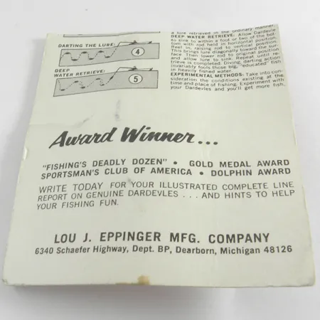 Eppinger Dardevle Midget Crystal, 3/16oz Crystal, discontinued in 1980s fishing spoon #4288