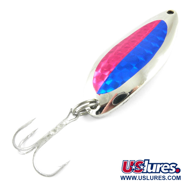 Vintage  Luhr Jensen Little Jewel, 3/4oz Nickel / Blue / Pink fishing spoon #4295