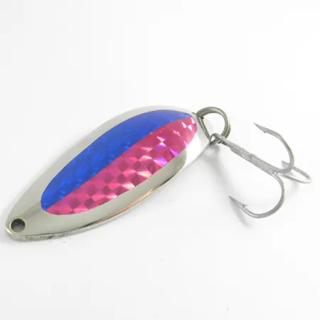 Vintage Luhr Jensen Little Jewel, 3/4oz Nickel / Blue / Pink fishing spoon #4295