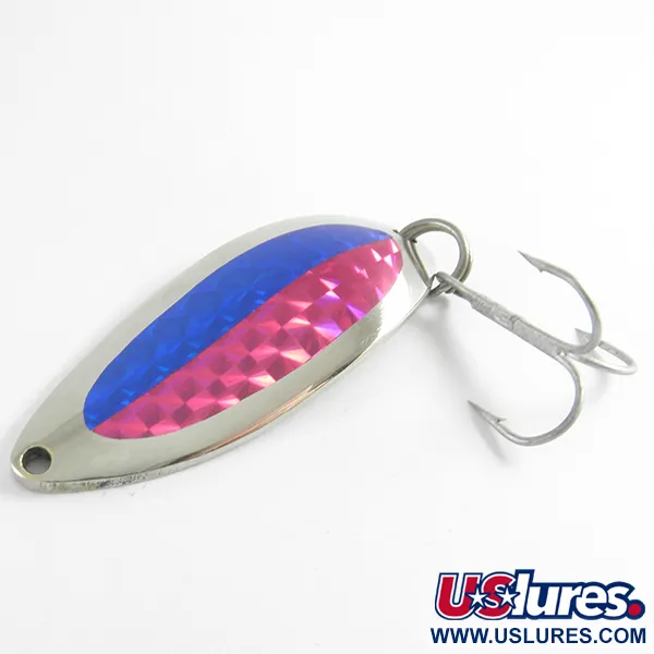 Vintage  Luhr Jensen Little Jewel, 3/4oz Nickel / Blue / Pink fishing spoon #4295