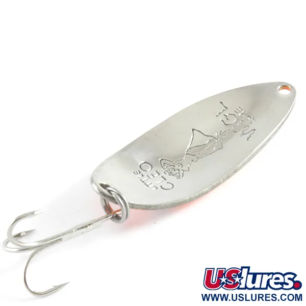 Vintage Seneca Little Cleo (Hula Girl), 1/2oz Orange / Nickel fishing spoon #4316