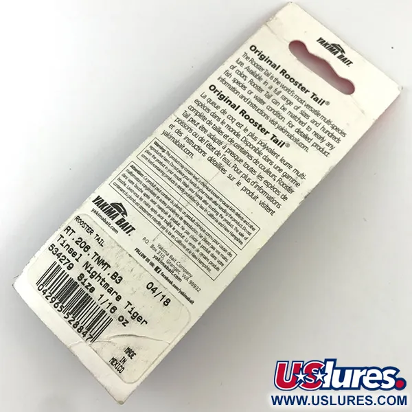  Yakima Bait Worden’s Original Rooster Tail, 1/16oz Fire Tiger spinning lure #4321