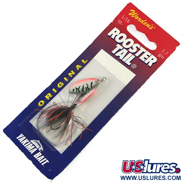  Yakima Bait Worden’s Original Rooster Tail, 1/16oz Fire Tiger spinning lure #4321