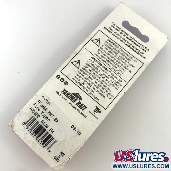  Yakima Bait FlatFish , 1/8oz Fire Tiger fishing lure #4323