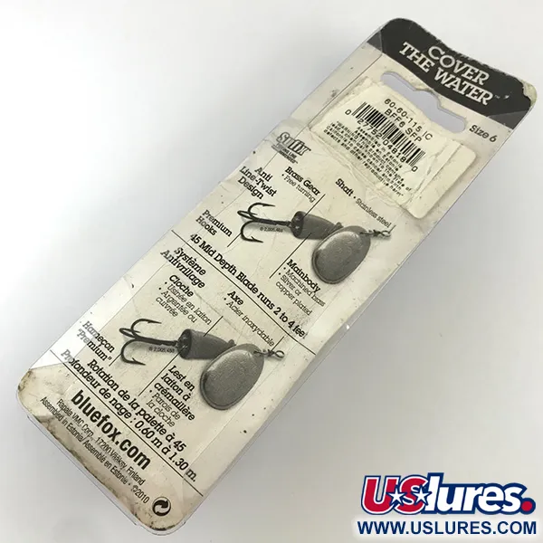 Blue Fox Super Vibrax 6 Fluo UV, 2/3oz Silver spinning lure #4327