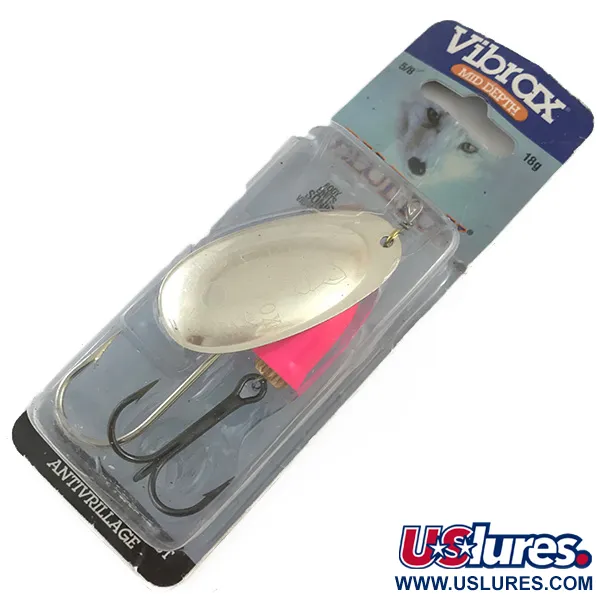 Blue Fox Super Vibrax 6 Fluo UV, 2/3oz Silver spinning lure #4327