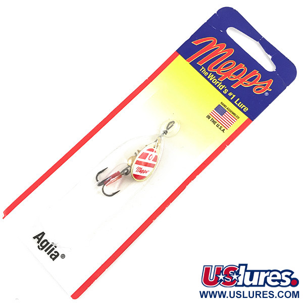   Mepps Aglia 0, 3/32oz Red / White spinning lure #4330