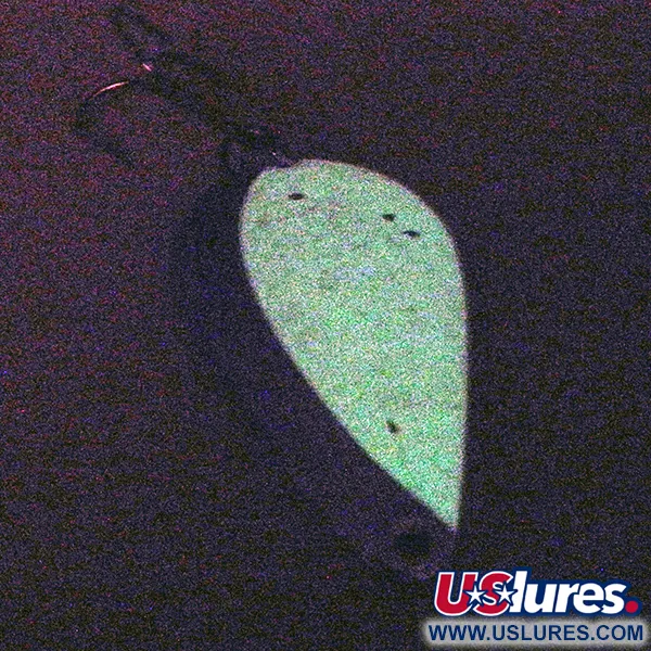 Vintage Acme K.O. Wobbler Glow, 3/4oz White / Blue / Nickel Glow in Dark fishing spoon #4344