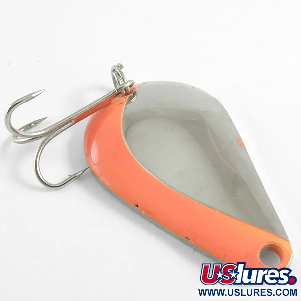 Vintage Acme K.O. Wobbler, 1/2oz Nickel / Orange fishing spoon #4349