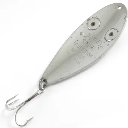 Vintage Paul Bunyan Flash eye spoon, 3/4oz Nickel / Red Eyes fishing spoon #4353