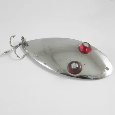 Vintage Paul Bunyan Flash eye spoon, 3/4oz Nickel / Red Eyes fishing spoon #4353