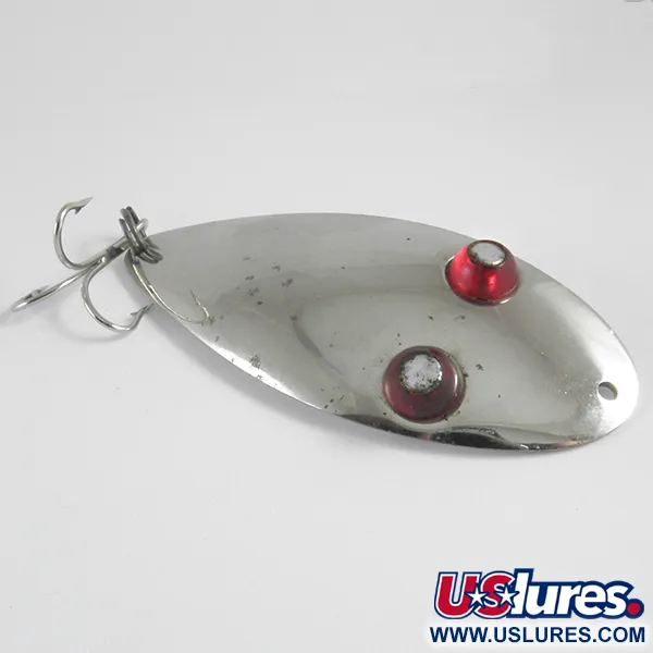 Vintage Paul Bunyan Flash eye spoon, 3/4oz Nickel / Red Eyes fishing spoon #4353