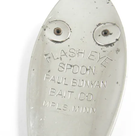 Vintage Paul Bunyan Flash eye spoon, 3/4oz Nickel / Red Eyes fishing spoon #4353