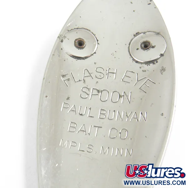 Vintage Paul Bunyan Flash eye spoon, 3/4oz Nickel / Red Eyes fishing spoon #4353