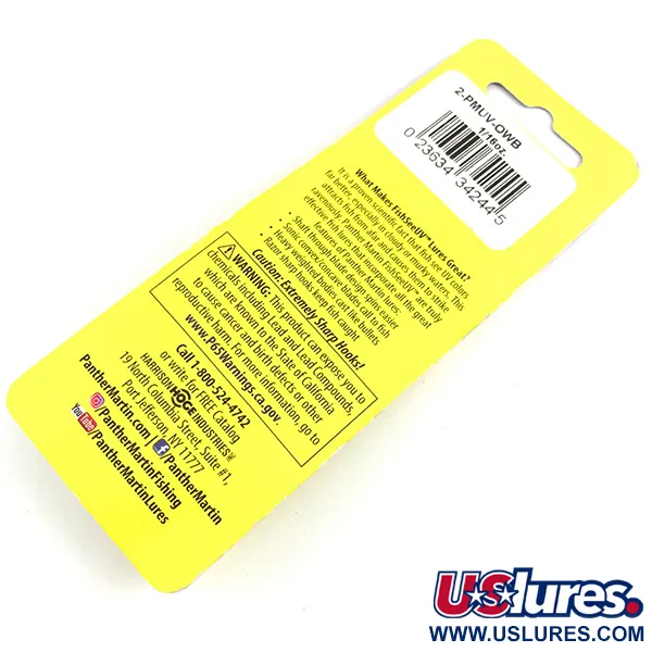   Panther Martin 2​ UV, 3/32oz Rainbow UV Glow in UV light, Fluorescent spinning lure #4357