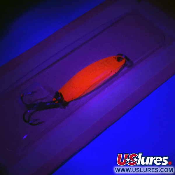  Acme Kastmaster UV, 1/8oz Orange UV Glow in UV light, Fluorescent fishing spoon #4361