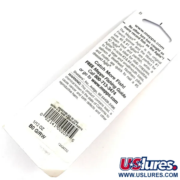   Mepps Aglia 0, 3/32oz Red / White spinning lure #4364