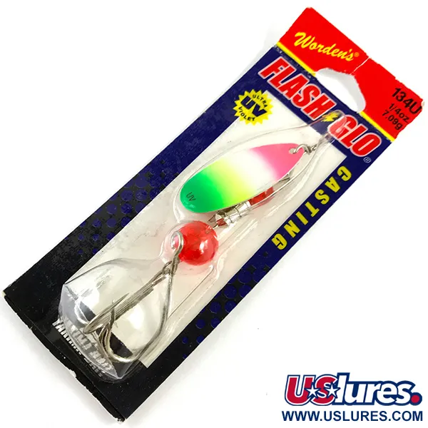  Yakima Bait Flash-GLO, 1/4oz Red / White / Green / Yellow spinning lure #4365