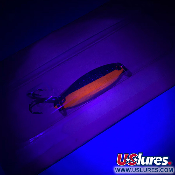  Acme Kastmaster UV, 1/8oz Nickel / Orange UV Glow in UV light, Fluorescent fishing spoon #4383