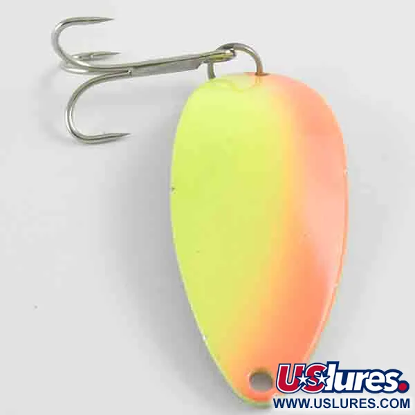 Vintage Seneca Little Cleo (Hula Girl), 1/2oz Yellow / Orange / Nickel fishing spoon #4390