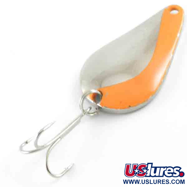 Vintage  Acme K.O. Wobbler, 1/2oz Nickel / Orange fishing spoon #4393