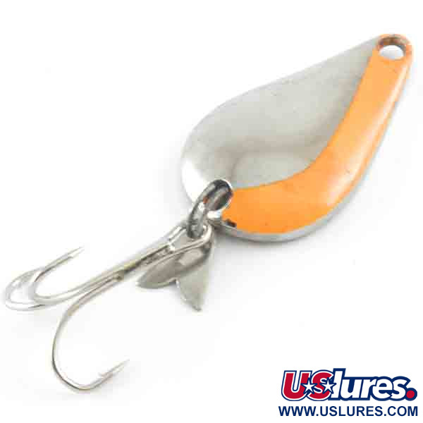 Vintage  Acme K.O. Wobbler, 1/4oz Nickel / Orange fishing spoon #4395