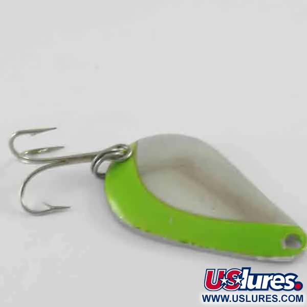 Vintage Acme K.O. Wobbler, 1/2oz Nickel / Green fishing spoon #4396