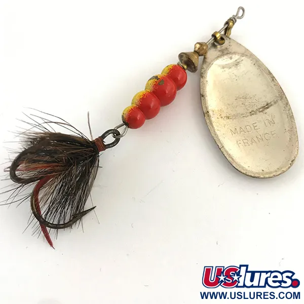 Vintage   Mepps Aglia 5 Dressed, 1/2oz Silver spinning lure #4424