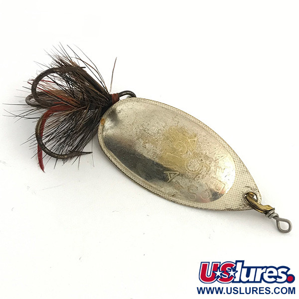 Vintage   Mepps Aglia 5 Dressed, 1/2oz Silver spinning lure #4424