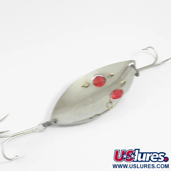 Vintage  Eppinger Red Eye Wiggler, 1oz Nickel / Red Eyes fishing spoon #4434