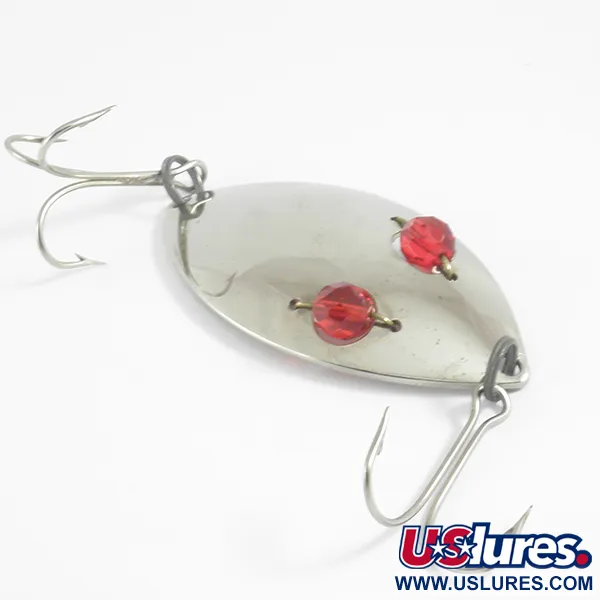 Vintage  Eppinger Red Eye Wiggler, 1oz Nickel / Red Eyes fishing spoon #4434