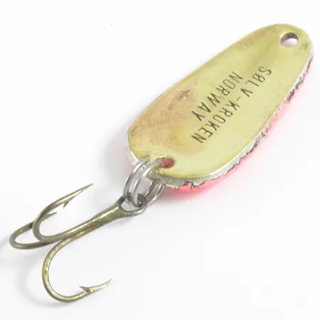 Vintage Sølvkroken , 1/4oz Red / Gold fishing spoon #4437