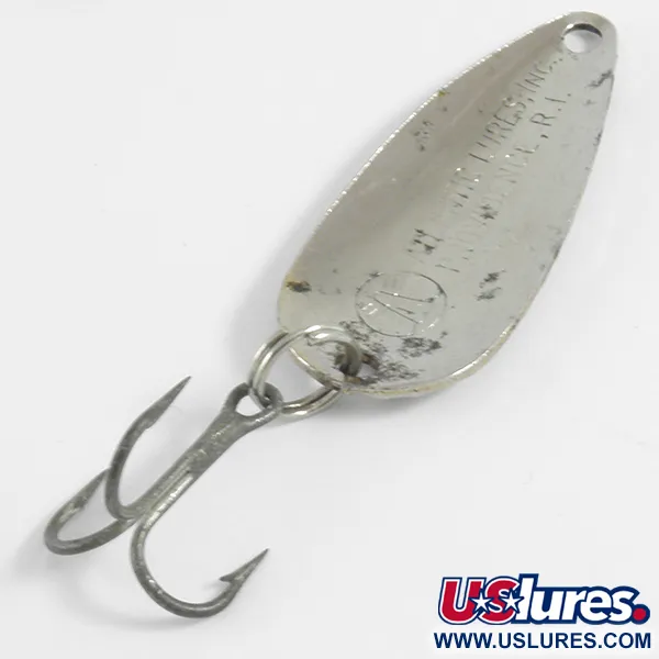 Vintage Atlantic Lures Sparkling Gem-Spoon, 3/16oz Hammered Nickel fishing spoon #4438