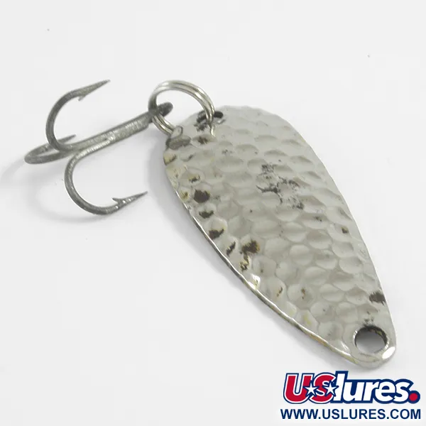 Vintage Atlantic Lures Sparkling Gem-Spoon, 3/16oz Hammered Nickel fishing spoon #4438