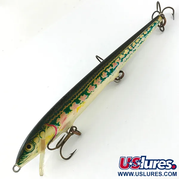 Vintage Rapala Original Floater, 1/4oz Red / Golden / Green fishing lure #4453