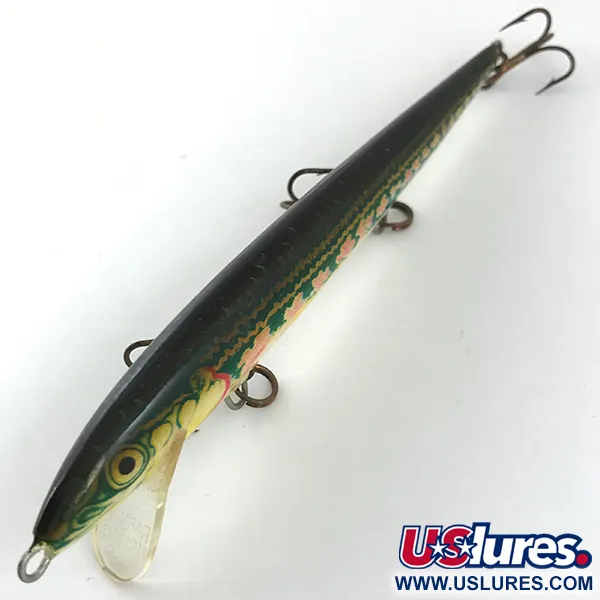 Vintage Rapala Original Floater, 1/4oz Red / Golden / Green fishing lure #4453
