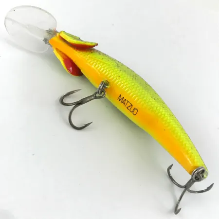 Vintage Matzuo Kinchou Minnow, 1/3oz Chartreuse / purple fishing lure #4458