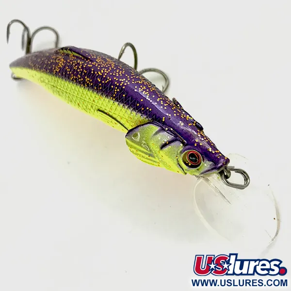 Vintage Matzuo Kinchou Minnow, 1/3oz Chartreuse / purple fishing lure #4458
