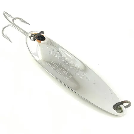Vintage Luhr Jensen Krocodile Die #5, 3/4oz Yellow / Green / Nickel fishing spoon #4470